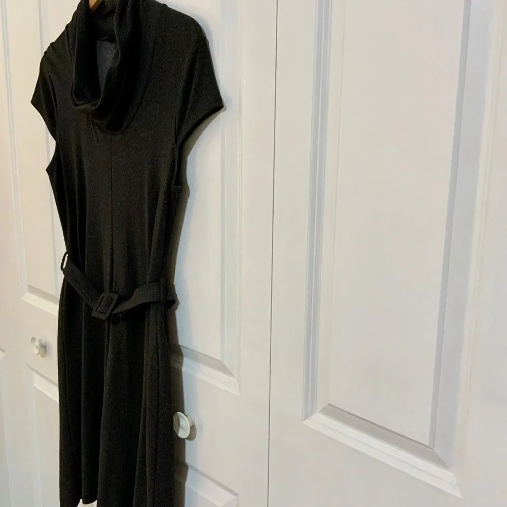 Banana Republic Grey Draped Neck Belted Stretch Dress Small